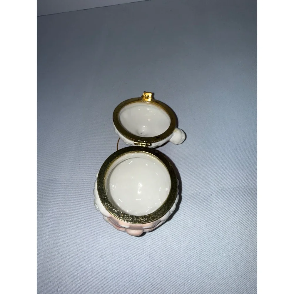 Vintage Porcelain Hinged Trinket Box Christmas Ornaments Santa Reindeer Set of 5